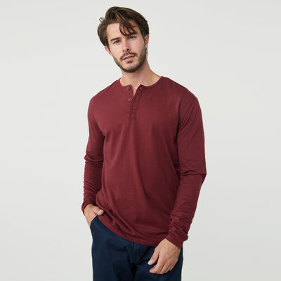 Classic Long Sleeve Henley - Burgundy