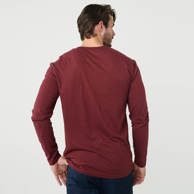 Classic Long Sleeve Henley - Burgundy