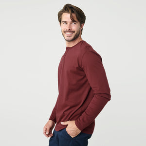 True ClassicBurgundy Long Sleeve Henley