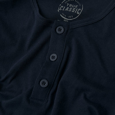 Classic Long Sleeve Henley - Navy