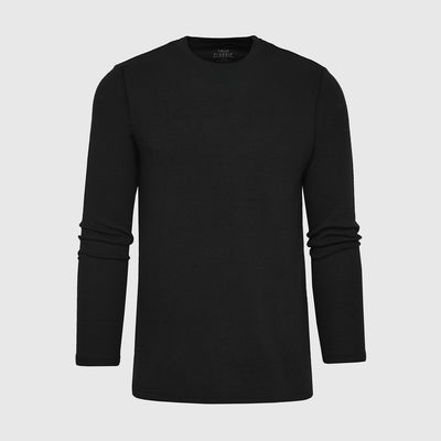 Waffle Long Sleeve Crew Neck - Black