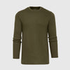 Military Green Waffle Long Sleeve Crew Neck with thermal texture.