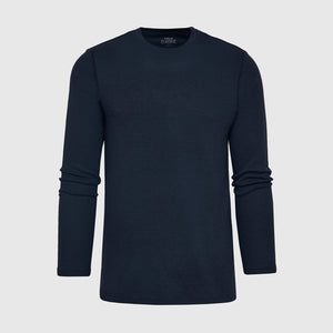 True ClassicNavy Waffle Long Sleeve Crew Neck