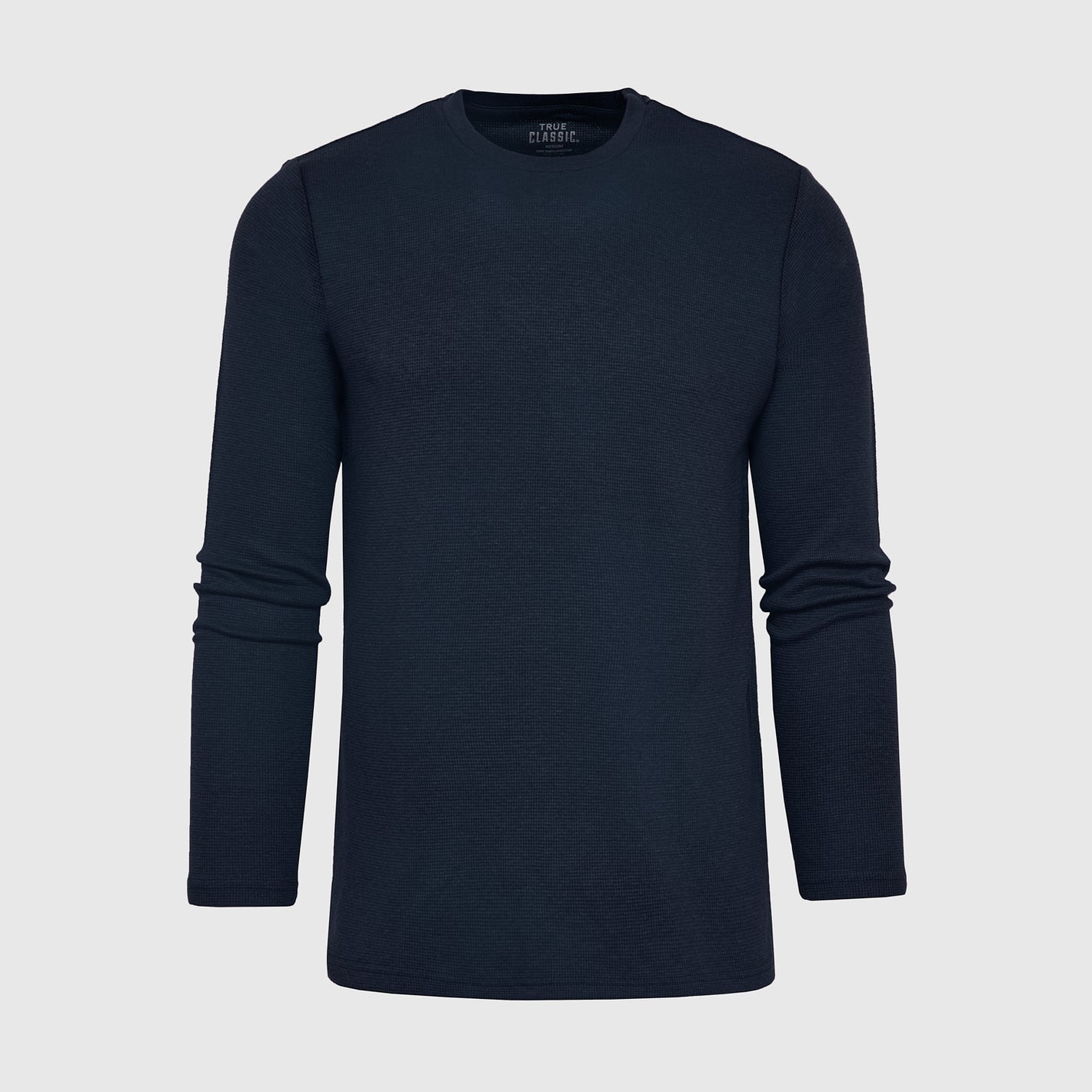 Navy Waffle Long Sleeve Crew Neck