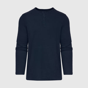 True ClassicNavy Waffle Long Sleeve Henley