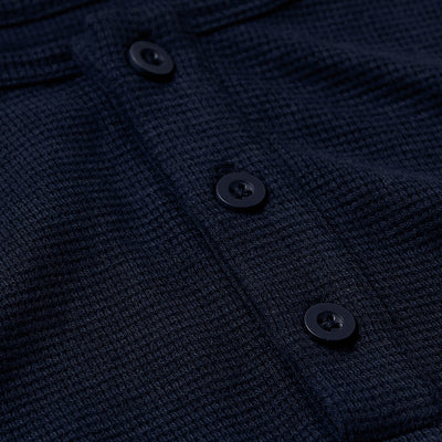 Waffle Long Sleeve Henley - Navy