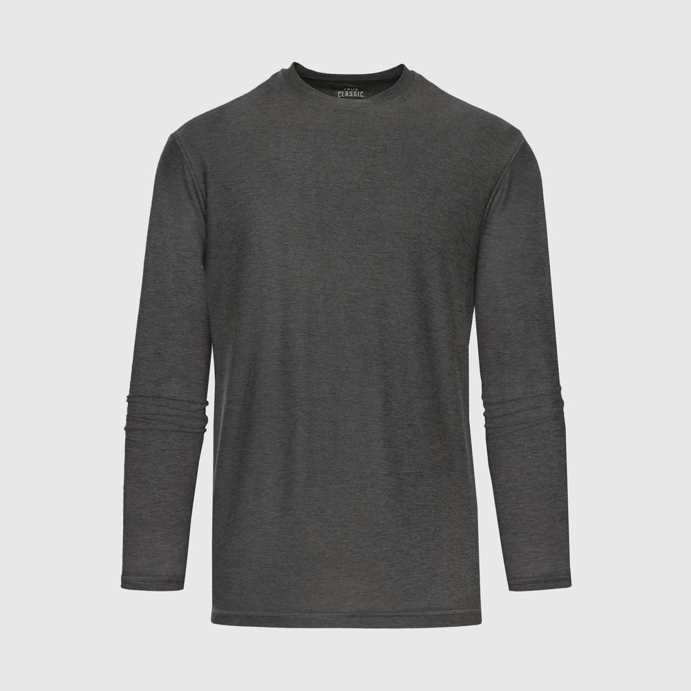 Charcoal Heather Gray Active Long Sleeve Crew T-Shirt