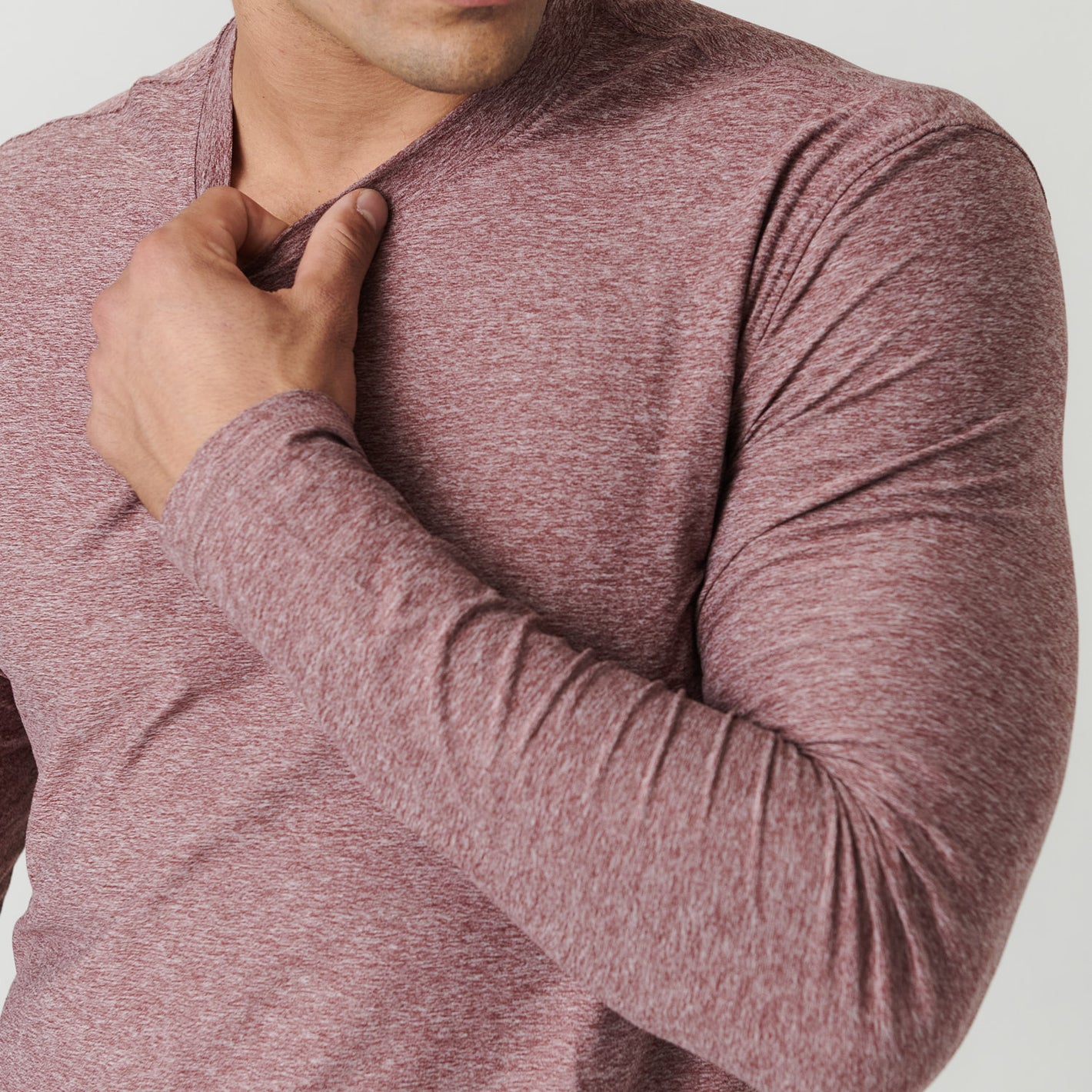 Heather Burgundy Active Long Sleeve Crew Neck