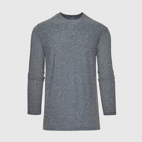 Heather Navy Active Long Sleeve Crew T-Shirt