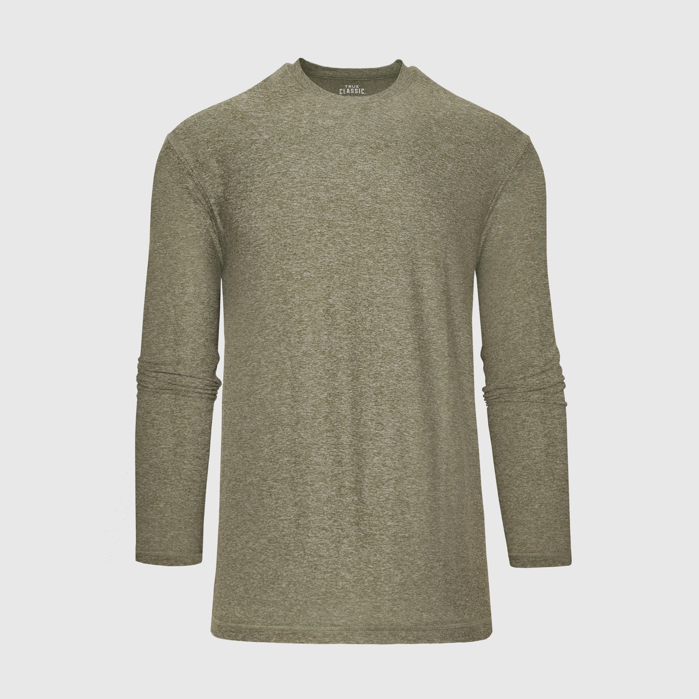 Heather Military Green Active Long Sleeve Crew Neck