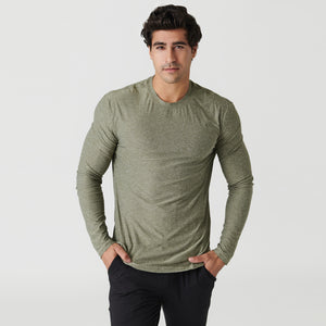 True ClassicHeather Military Green Active Long Sleeve Crew T-Shirt