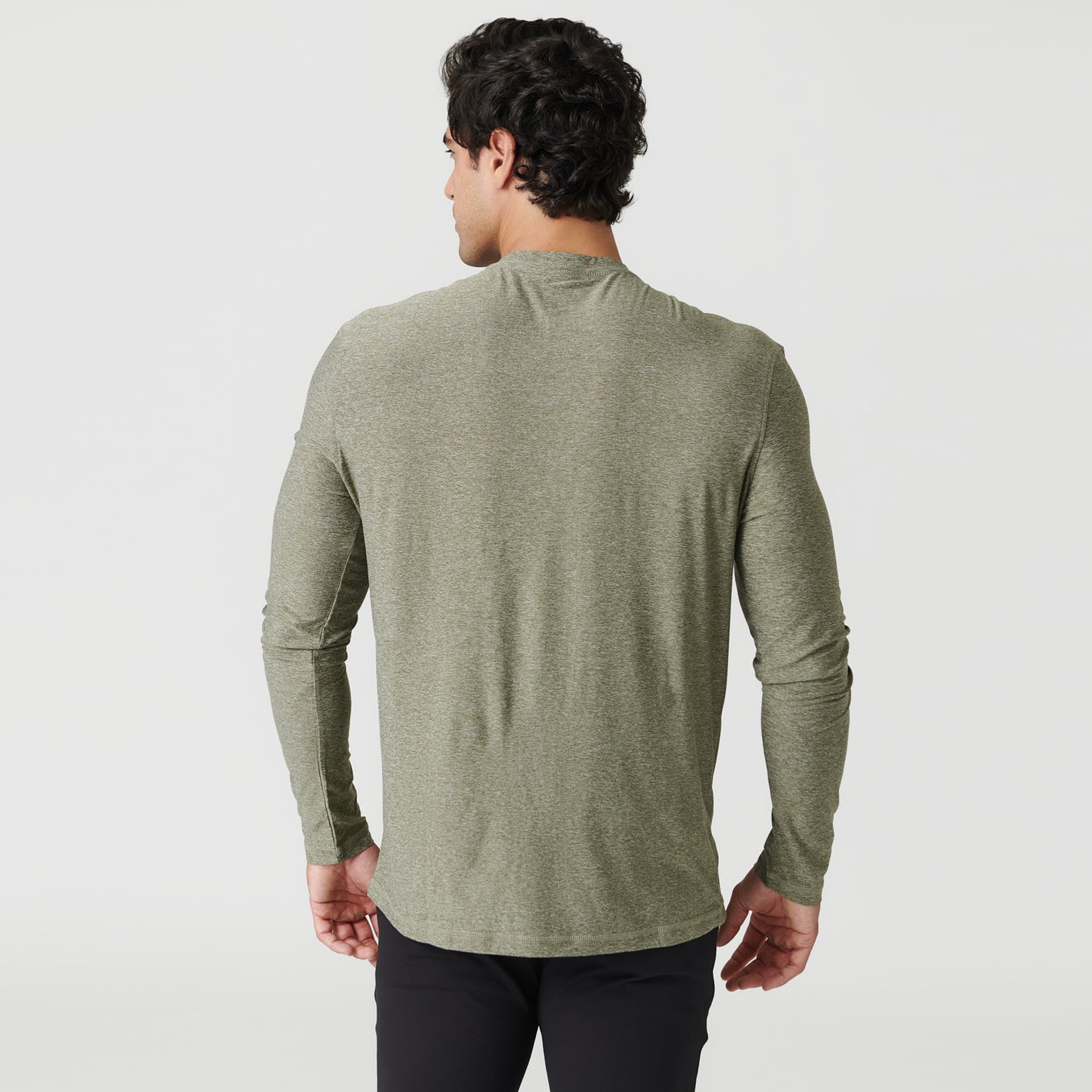Heather Military Green Active Long Sleeve Crew Neck