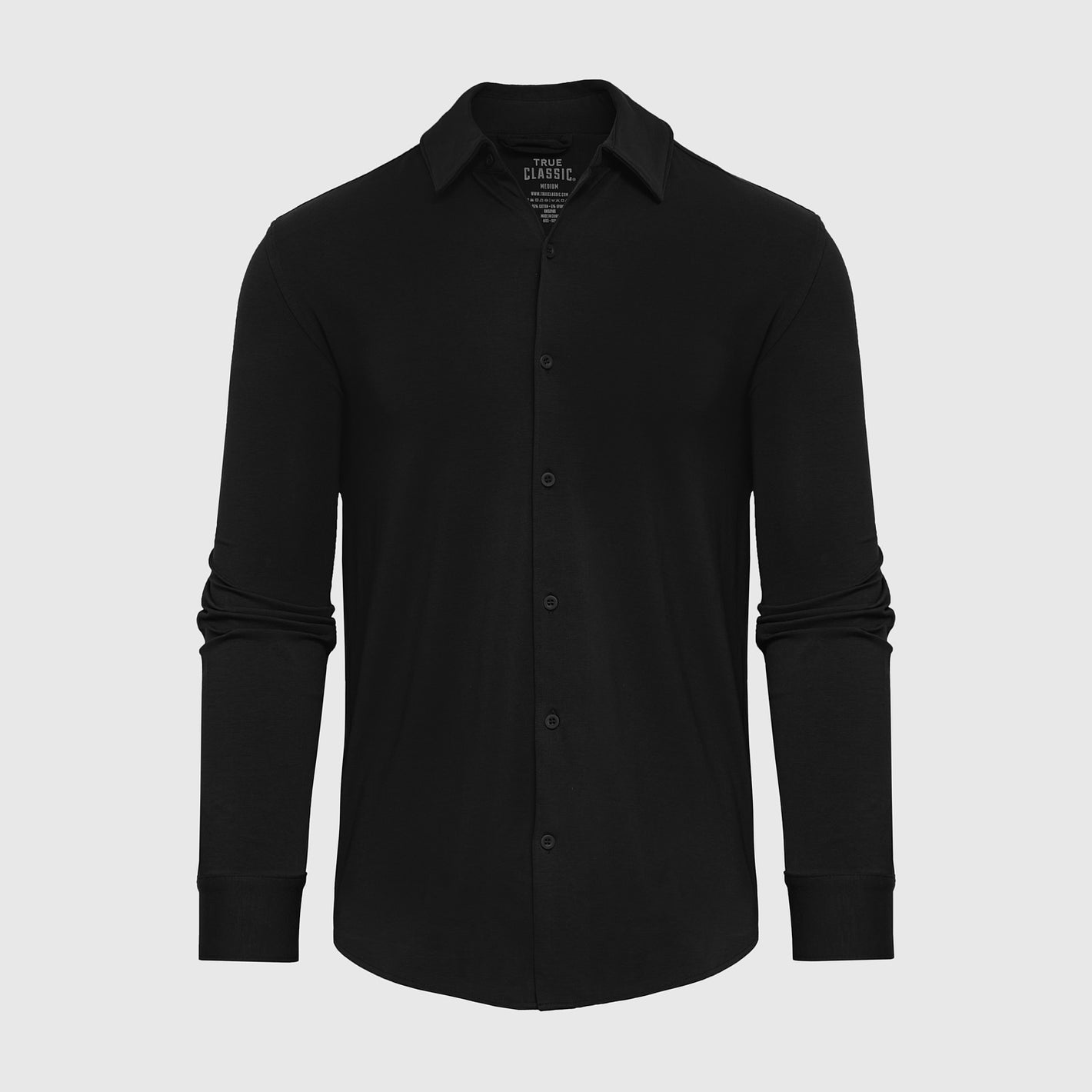 True Classic Men’s Knit Button-Up Shirt – Soft Stretch Cotton, Tailored Comfort.