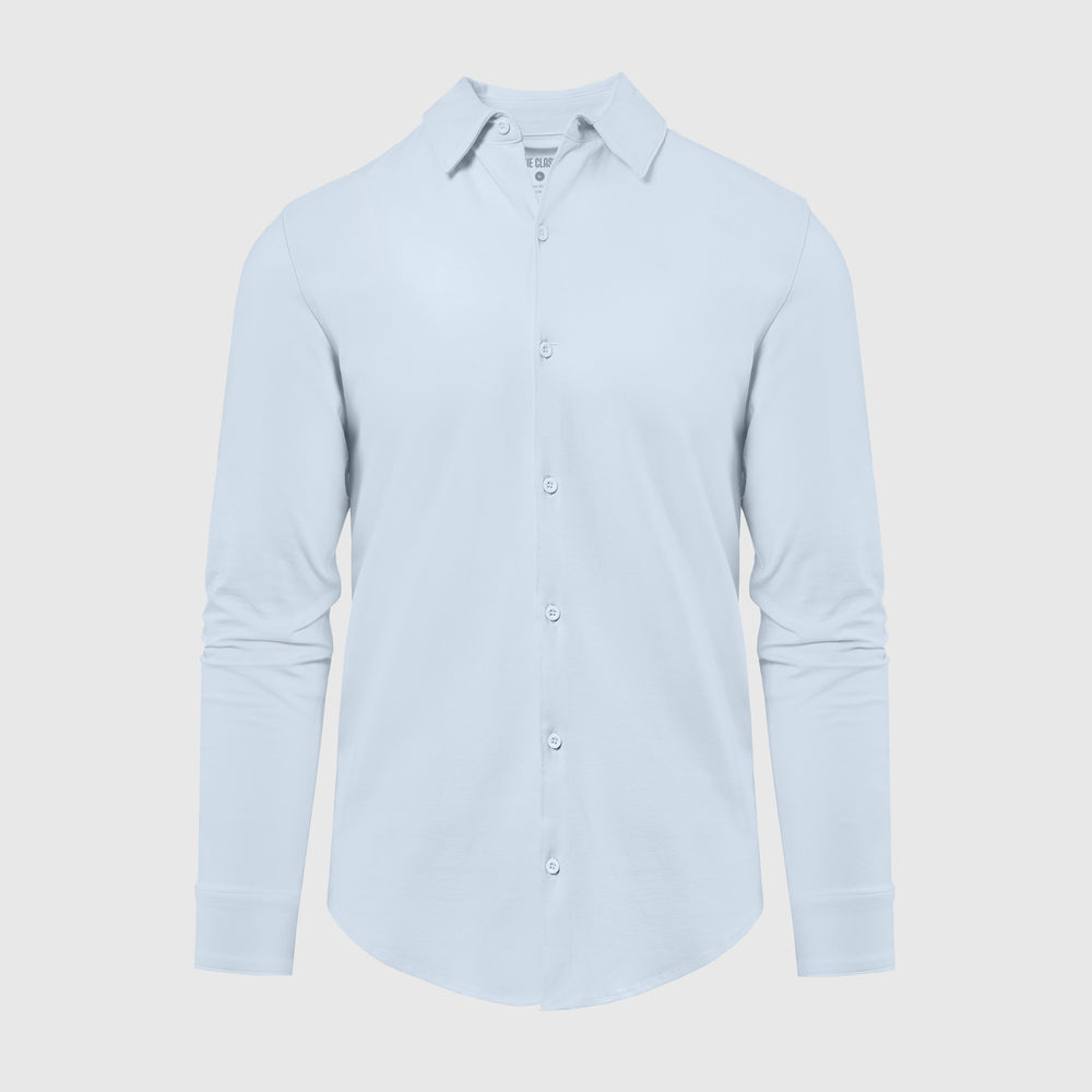 Pale Blue Long Sleeve Knit Shirt