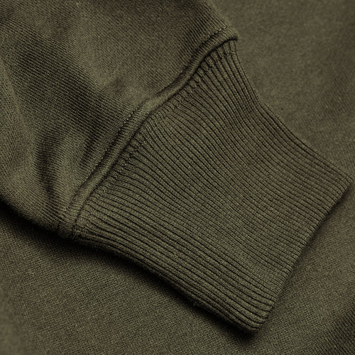 Military Green Fleece French Terry Pullover Crew Neck Sweatshirt