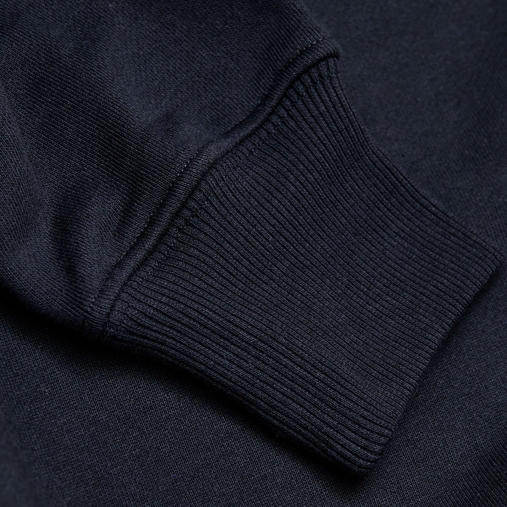 Navy Fleece French Terry Pullover Crew Neck Sweatshirt