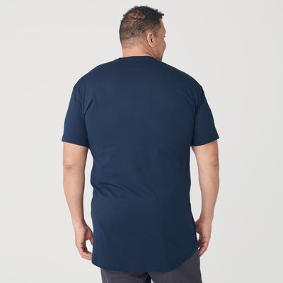 Navy Long Line Crew Neck Tee