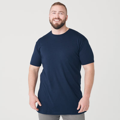 Navy Long Line Crew Neck Tee