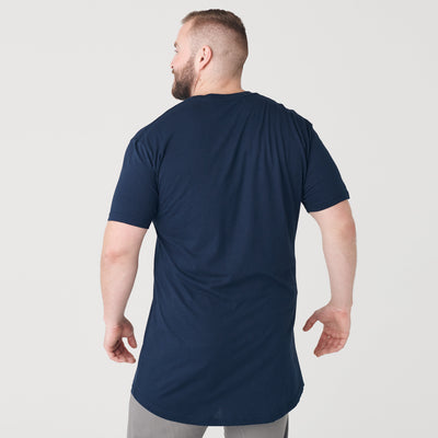 Navy Long Line Crew Neck Tee
