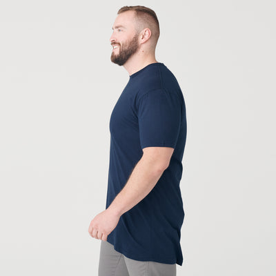 Navy Long Line Crew Neck Tee
