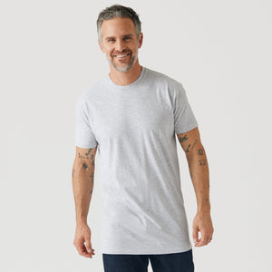 True ClassicLight Heather Gray Tall Round Hem Crew Neck T-Shirt