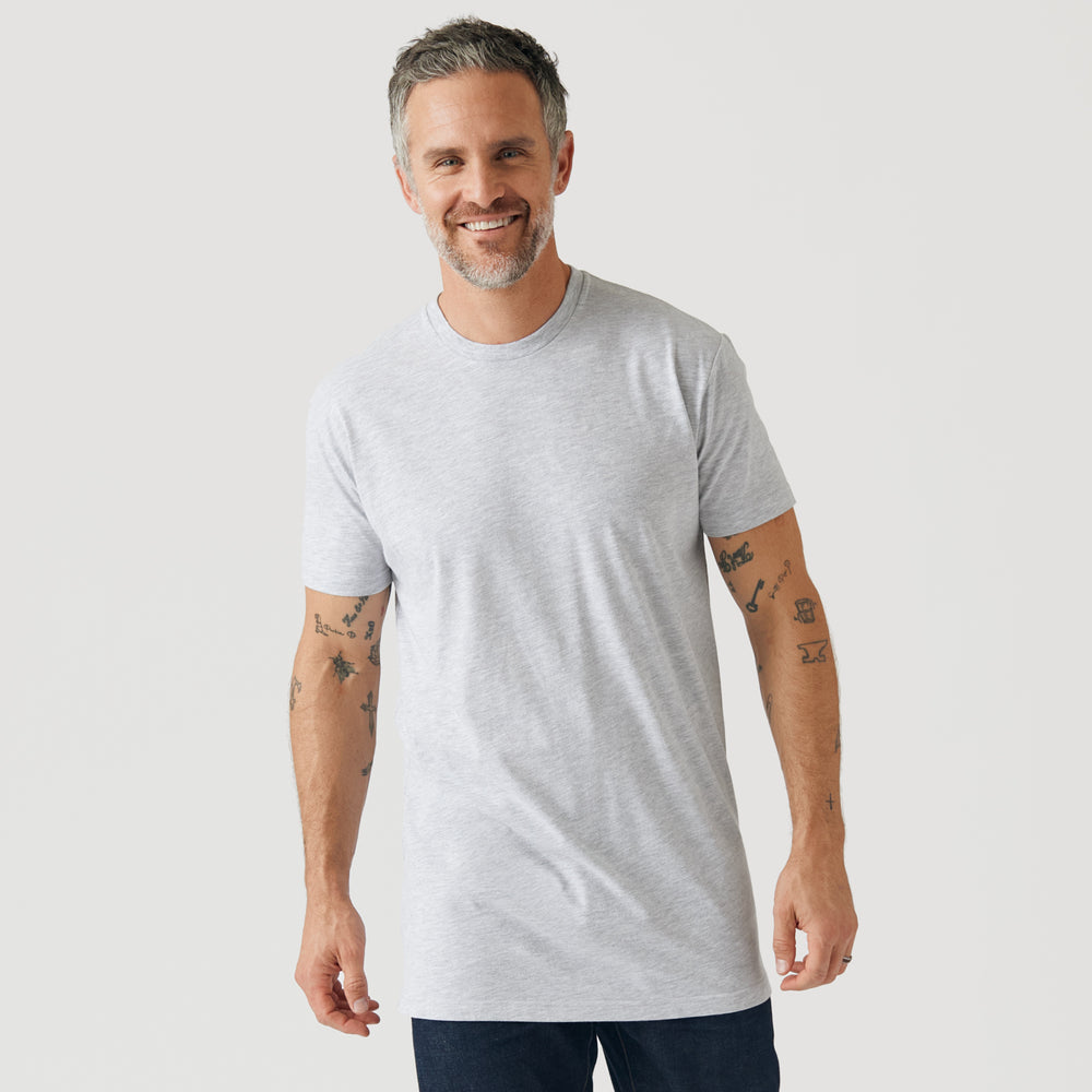 Light Heather Gray Tall Round Hem Crew Neck T-Shirt