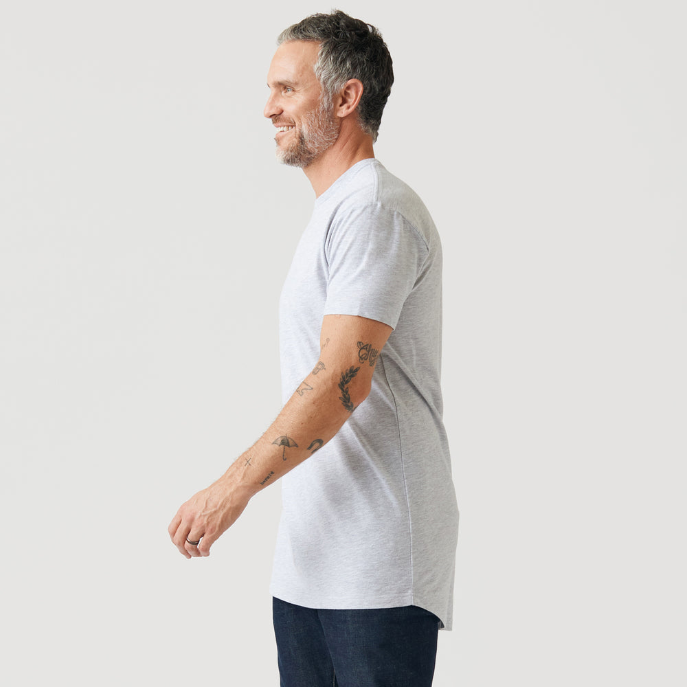 Light Heather Gray Tall Round Hem Crew Neck T-Shirt