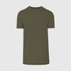 Military Green Tall Straight Hem Crew Neck T-Shirt displayed flat.