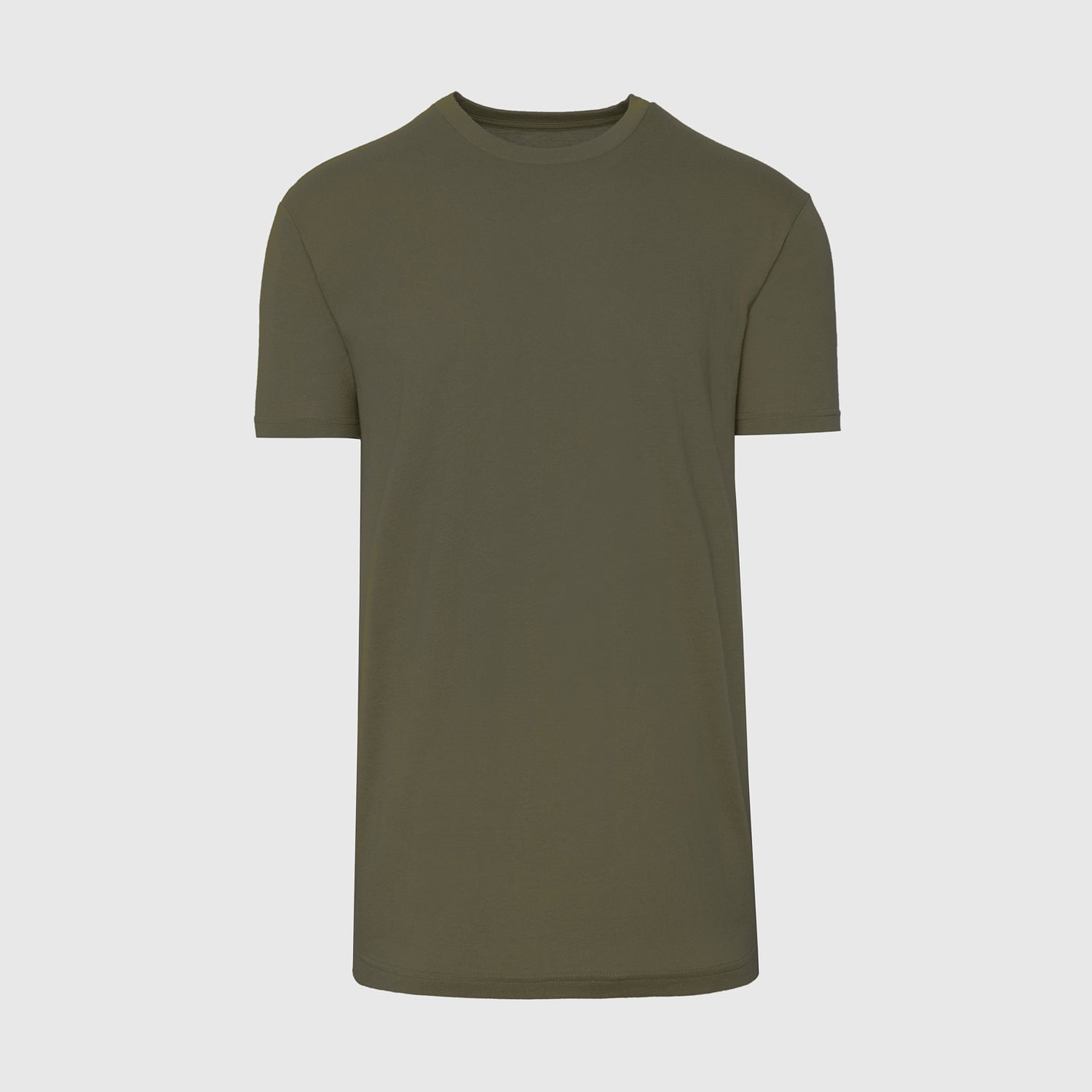 Military Green Tall Straight Hem Crew Neck T-Shirt displayed flat.