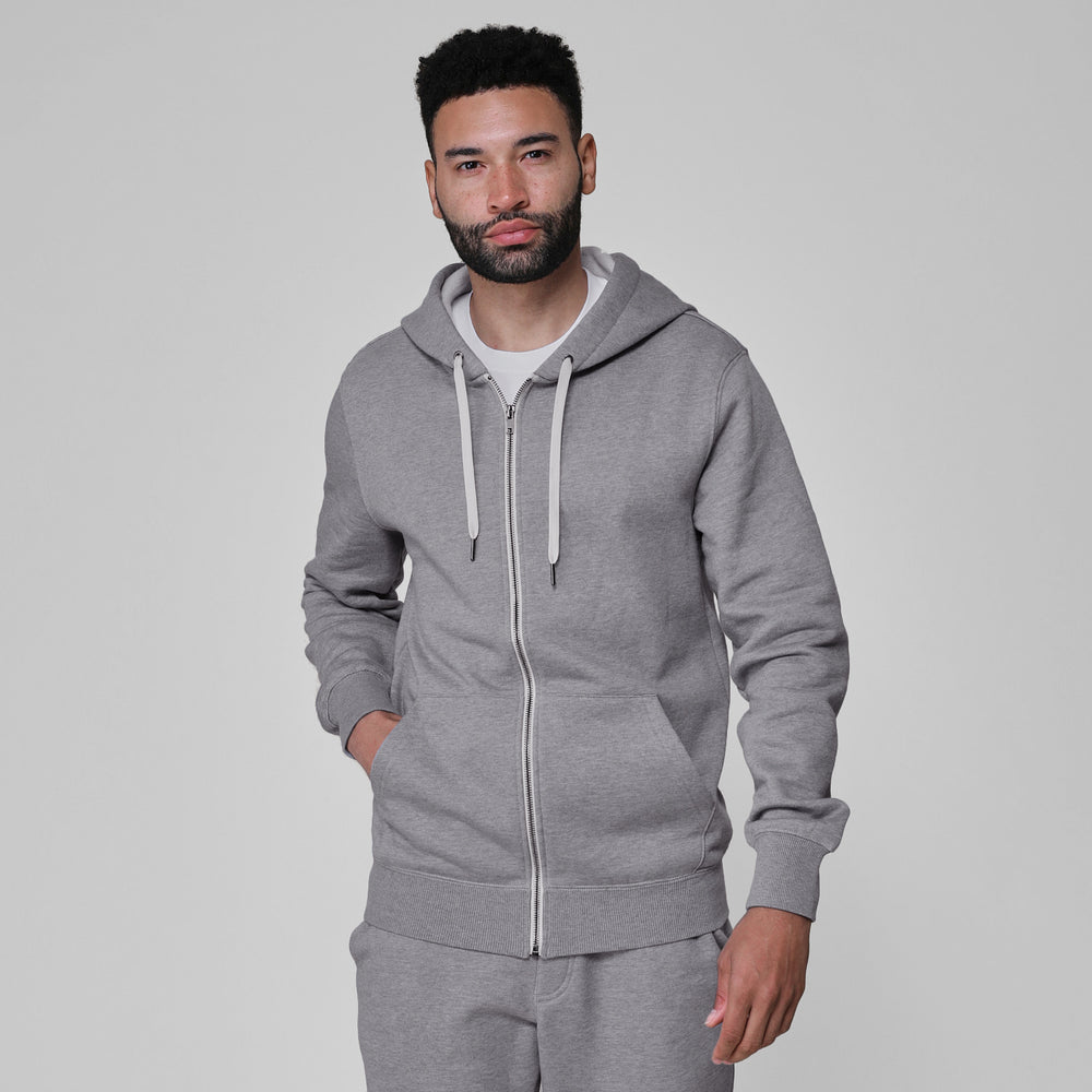 Heather Gray Fleece Zip Hoodie and Jogger Set