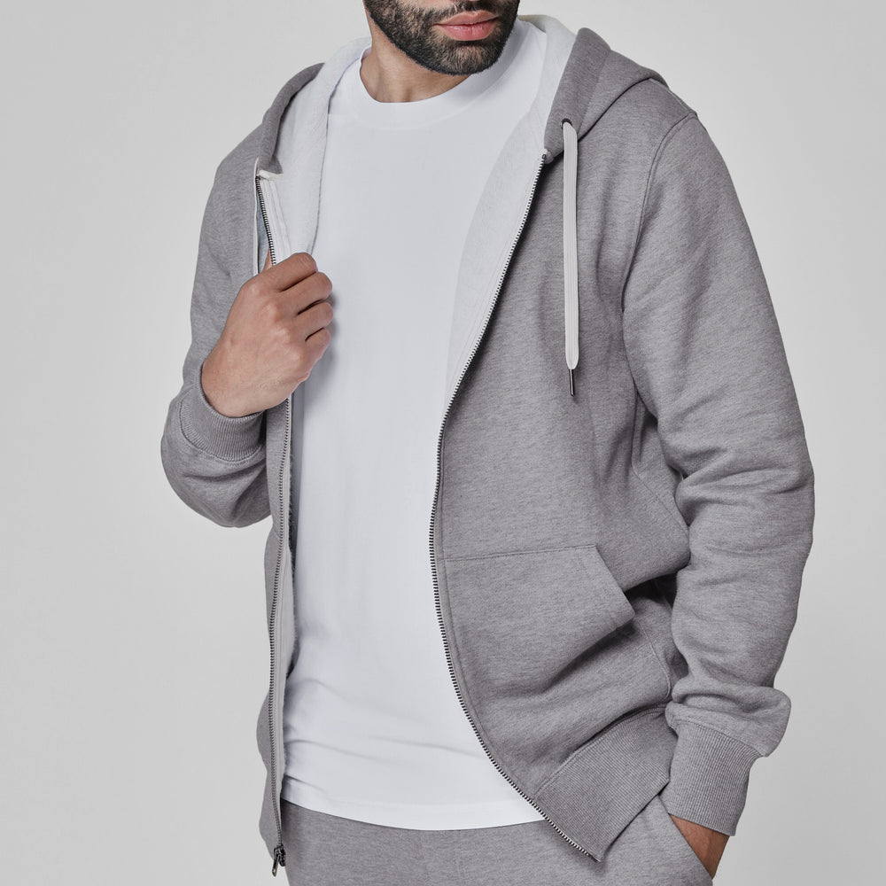 Heather Gray Fleece Zip Hoodie and Jogger Set