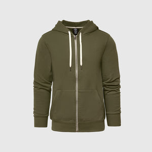 True ClassicMilitary Green Fleece French Terry Zip Hoodie