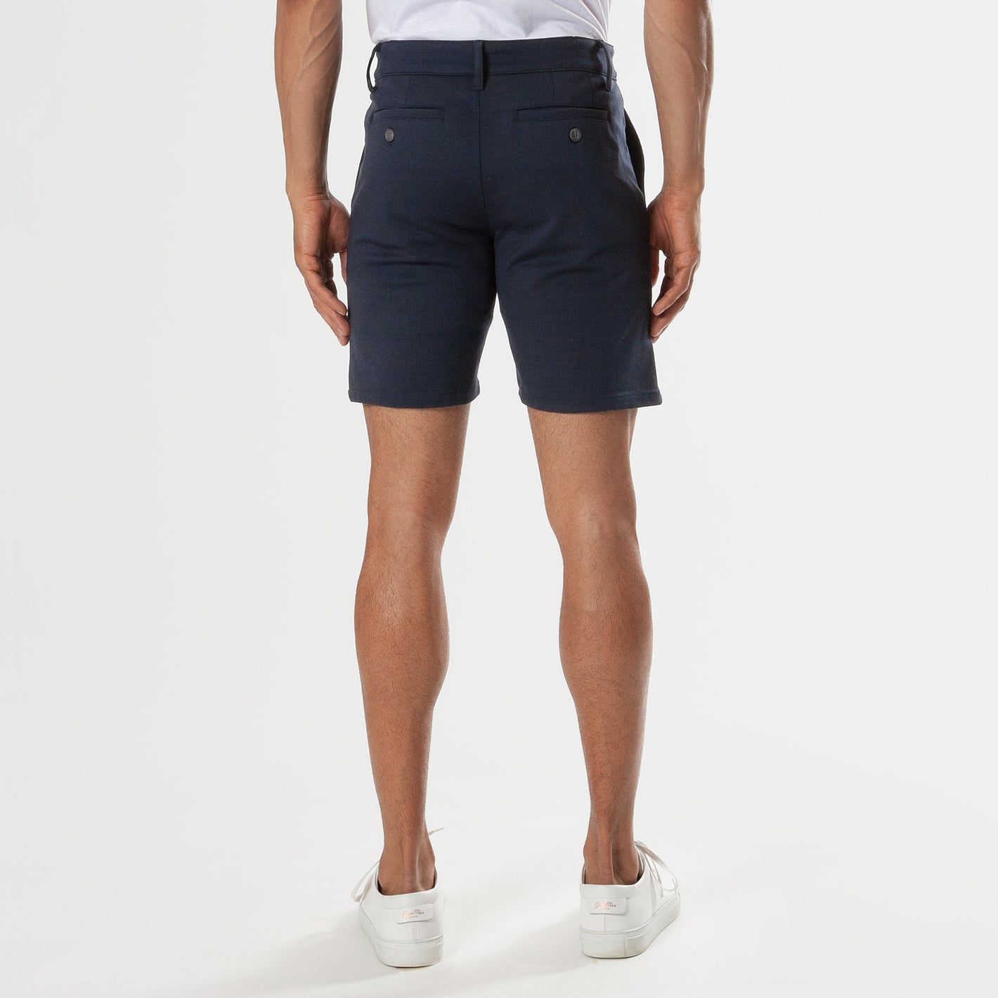 7" Navy Comfort Knit Chino Shorts
