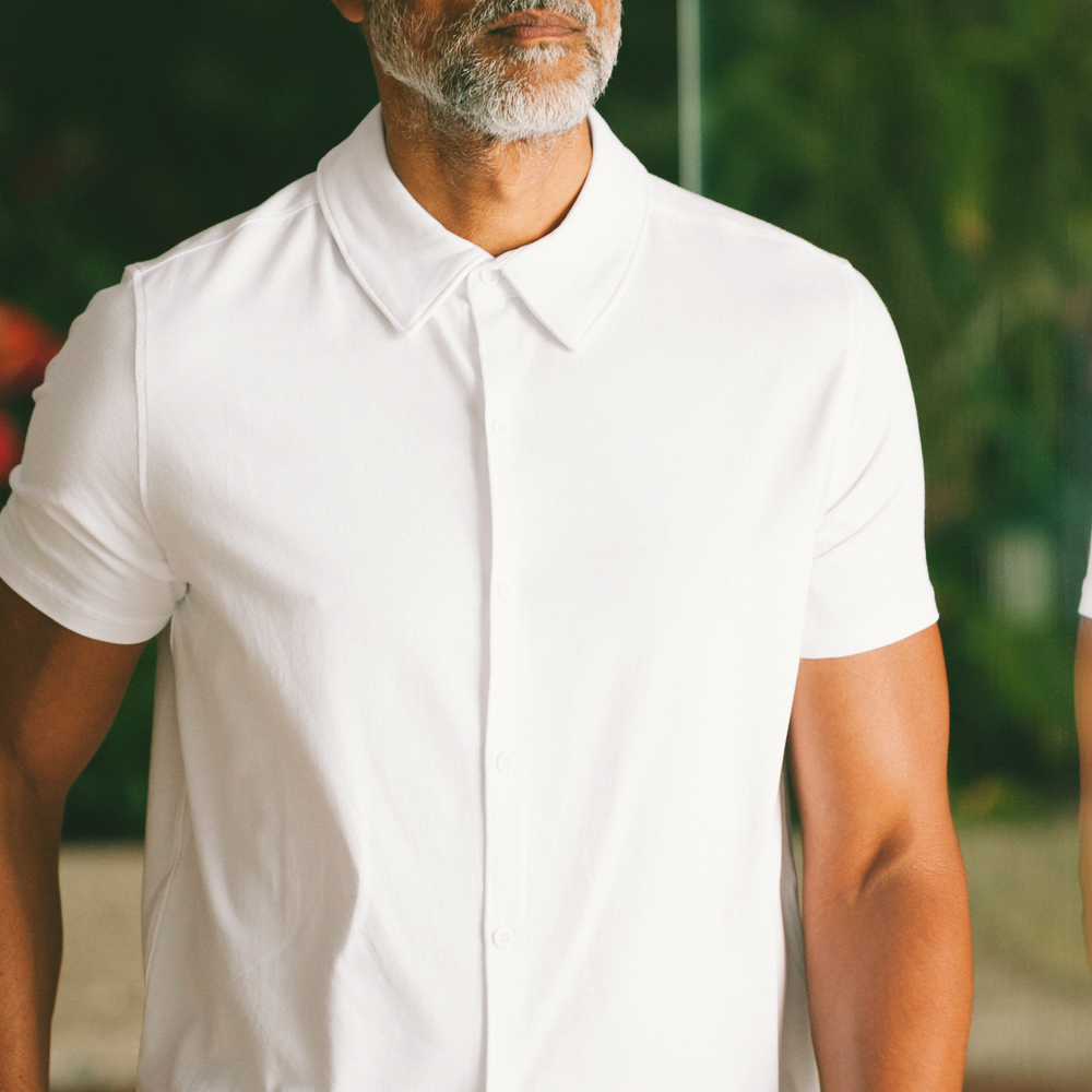 White Short Sleeve Knit Shirt