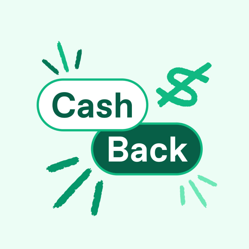 20% CashBack promotion graphic with lively, money-related theme.