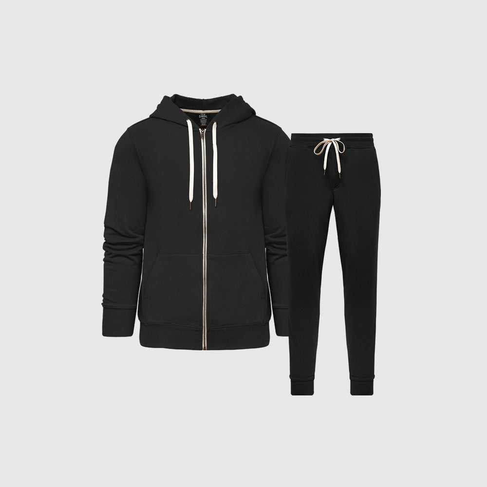 Black Fleece Zip Hoodie and Jogger Set